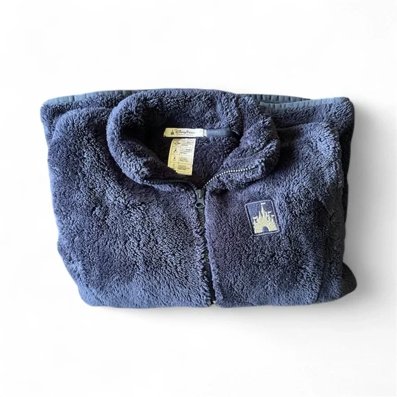DisneyLand DisneyWorld Parks Vacation Navy Blue w/ Silver Fleece Teddy Zip Up - Picture 2 of 6